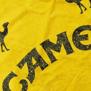 vintage camel bib factory t shirt golden yellow detail