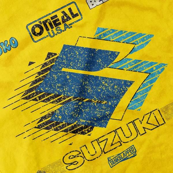 Fox Suzuki Factory Distressed Yellow Tee, Tankslapped Apparel