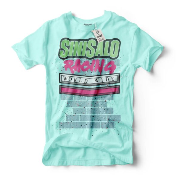 sinisalo worldwide racing graffiti on blue woman