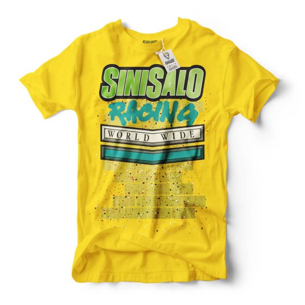 sinisalo worldwide racing graffiti on yellow woman